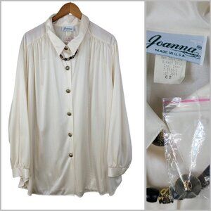 NEW Vintage Silky Satin Top Plus Size 3X 4X Ivory White Professional Drape